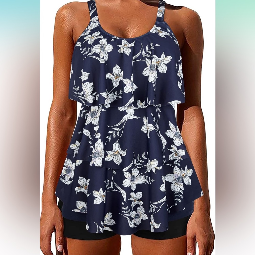 OMKAGI Womens Tankini Swimdress Tribal Print Swimsuit with Boyshorts New